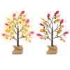 2Pcs 2FT Lighted Maple Trees - 24 LED Battery Powered with Timer