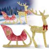 Lighted Christmas Reindeer & Sleigh - 8 Modes Indoor Outdoor Display