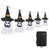 Halloween Ghost Witch Hat String Lights – 11.6ft Outdoor/Indoor Decorative Lanterns, Flashing LEDs, Waterproof | iMounTEK