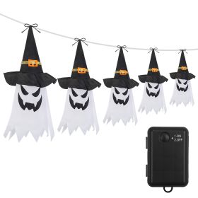 Halloween Ghost Witch Hat String Lights – 11.6ft Outdoor/Indoor Decorative Lanterns, Flashing LEDs, Waterproof | iMounTEK