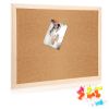 Double-Sided Cork Bulletin Board - Wood Frame with Pushpins & Rope