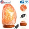 Crystal Salt Lamp with Dimmer Switch - Hand Carved Wood Base