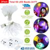 Halloween LED String Lights Set – 3pc Skeleton, Ghost & Skull Decorations, 50 Colorful LEDs, 24ft (iMounTEK)