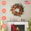17.71" Autumn Wreath - Pumpkin Mixed Leaves Fall Door Decoration