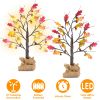 2Pcs 2FT Lighted Maple Trees - 24 LED Battery Powered with Timer