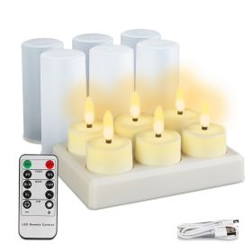 6-Pack Rechargeable Flameless Tea Lights – Flickering LED, Charging Base, Timer & Remote (iMounTEK)