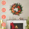 17.71" Autumn Wreath - Pumpkin Mixed Leaves Fall Door Decoration