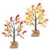 2Pcs 2FT Lighted Maple Trees - 24 LED Battery Powered with Timer