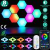 8-Panel Hexagon RGBW LED Wall Lights – App & Remote, Music Sync, Smart Timing (iNova)