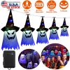 Halloween Ghost Witch Hat String Lights – 11.6ft Outdoor/Indoor Decorative Lanterns, Flashing LEDs, Waterproof | iMounTEK
