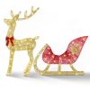 Lighted Christmas Reindeer & Sleigh - 8 Modes Indoor Outdoor Display