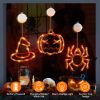 3-Pack Halloween Window Lights - Spider Witch Hat Pumpkin Orange LED