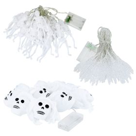Halloween LED String Lights Set – 3pc Skeleton, Ghost & Skull Decorations, 50 Colorful LEDs, 24ft (iMounTEK)