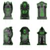 6Pcs Halloween RIP Tombstone Yard Signs - Glow Dark with 12 Stakes