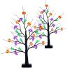 2-Pack 1.97FT Lighted Halloween Trees - Black with Timer & Twigs
