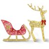 Lighted Christmas Reindeer & Sleigh - 8 Modes Indoor Outdoor Display
