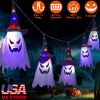 Halloween Ghost Witch Hat String Lights – 11.6ft Outdoor/Indoor Decorative Lanterns, Flashing LEDs, Waterproof | iMounTEK