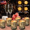 24Pcs Gold Mercury Glass Votive Candle Holders
