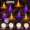 8-Pack 13FT Witch Hat Hanging String LED Lights – Halloween Decorations, Battery Powered, Remote Control, 8 Lighting Modes, Outdoor/Indoor | iMounTEK