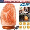 Crystal Salt Lamp with Dimmer Switch - Hand Carved Wood Base