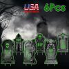 6Pcs Halloween RIP Tombstone Yard Signs - Glow Dark with 12 Stakes