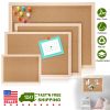 Double-Sided Cork Bulletin Board - Wood Frame with Pushpins & Rope