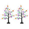 2-Pack 1.97FT Lighted Halloween Trees - Black with Timer & Twigs