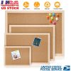 Double-Sided Cork Bulletin Board - Wood Frame with Pushpins & Rope