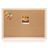 Double-Sided Cork Bulletin Board - Wood Frame with Pushpins & Rope