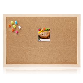Double-Sided Cork Bulletin Board - Wood Frame with Pushpins & Rope