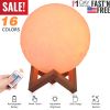 3D Printed Moon Lamp Night Light – 16 Color LED, Touch & Remote Control, Rechargeable, 3.15in | iMounTEK