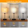 Set of 2 Modern Bedside Table Lamps – 3 Color Modes, USB-C & USB-A Ports, AC Power Outlet, Pull Chain, E26 Bulb Compatible | iMounTEK