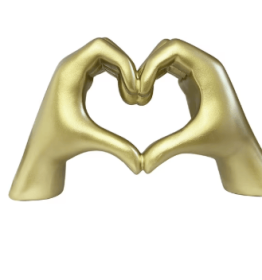 Mainstays Heart Hands 9' Home Decor Gold Resin Figurine