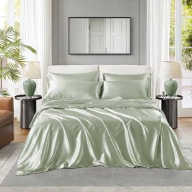 Luxury 6-Piece Satin Sheet Set – King Size, Wrinkle-Free, Smooth & Silky, Fits Up to 16" Mattress, Gentle on Skin & Hair