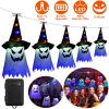 Halloween Ghost Witch Hat String Lights – 11.6ft Outdoor/Indoor Decorative Lanterns, Flashing LEDs, Waterproof | iMounTEK
