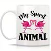 1pc 11oz Ceramic Coffee Mug – "My Spirit Animal" Flamingo Design, White with Pink Accents, Perfect for Home Decor,