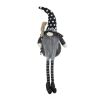 6.3x4.3x25" Fabric Sitting Black Gnome With Broomstick & Soft Legs, for Halloween Decor