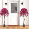 Set of 2 4.5 Feet Artificial Azalea Tree with Cement Pot