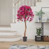 Set of 2 4.5 Feet Artificial Azalea Tree with Cement Pot