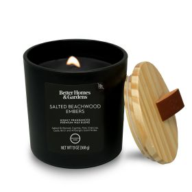 Better Homes & Gardens 13oz Salted Beachwood Embers Wooden Wick Scented Jar Candle – Crackling Soy Blend with Wood Lid