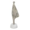 3x2.5x11" Abstract Aluminum Human Figurine on Marble Stand, Silver/White