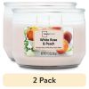 (2 Pack) Mainstays White Rose & Peach 3-Wick Scented Candles, 11.5 oz – Floral & Fruity Aromatherapy, 25-Hour Burn