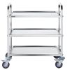 VEVOR Stainless Steel Cart, 3 Layers Lab Utility Cart 400 lbs Weight Capacity, Medical Cart with Lockable Universal Wheels, for Lab, Clinic, Kitchen