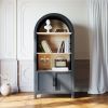 66.70 inch Tall Arched Bookcase with Storage, Mid-Century Modern 3-Tier Arched Cabinet with Door