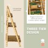 3-Tier Folding Plant Stand, 24" x 15" Wooden Indoor Plant Shelf Display Stand, for Corner Balcony Garden Patio