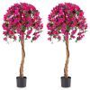 Set of 2 4.5 Feet Artificial Azalea Tree with Cement Pot