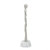 3.5x3x12" Abstract Aluminum Human Figurine on Marble Stand, Silver/White