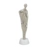 3.5x3x12" Abstract Aluminum Human Figurine on Marble Stand, Silver/White