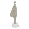 3x2.5x11" Abstract Aluminum Human Figurine on Marble Stand, Silver/White