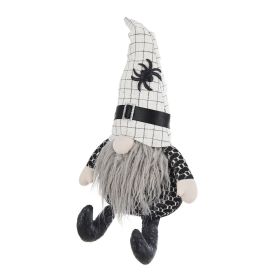 10.2x5.5x23.5" Fabric Sitting Gnome with White Hat Spider, for Halloween Decor